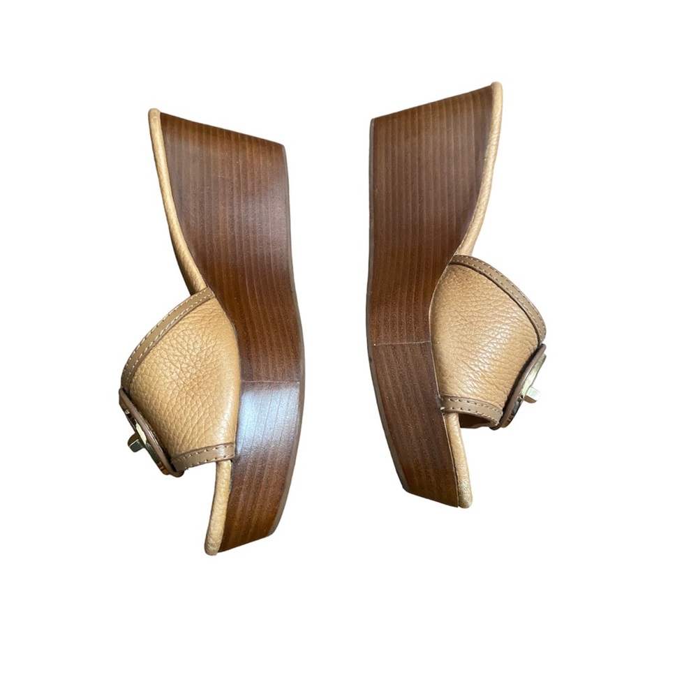 Tory Burch Brown Slide-On Wedge Sandals Sz 8 - Picture 3 of 5